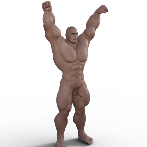 bodybuilder posing arms up Figurine Model 